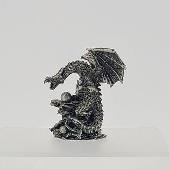 Pewter Figurine Dragon on Rock Ball 2003 - Picture 1 of 6